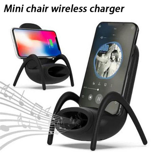 Mini silla portátil, cargador inalámbrico, escritorio para Apple y Androi, soporte para teléfono móvil, cargador inalámbrico, carga rápida de 10W, regalo especial