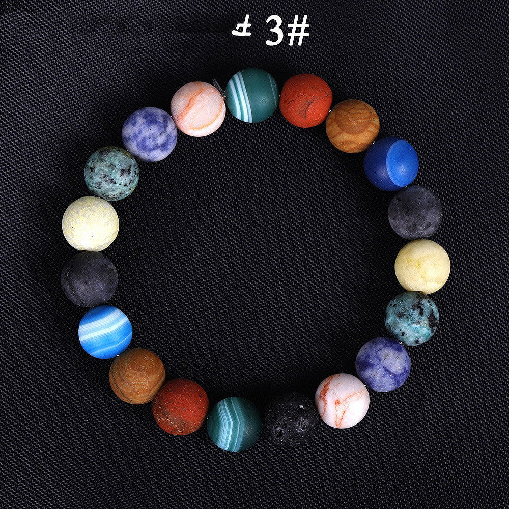 Pulsera De Ocho Piedras del Sistema Solar,  Piedras de lava natura utilizado para cuentas de chakras,  conductor de aceites esenciales para meditación y trabajos de energia.