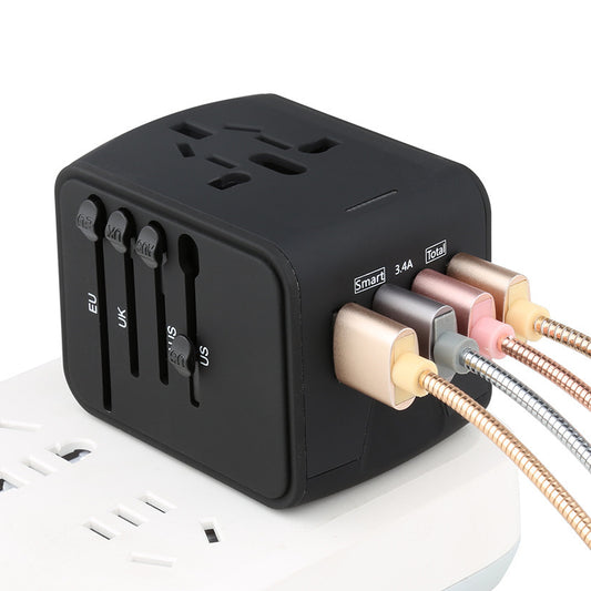 Base de carga multifuncional para viajes con 4 puertos USB y convertidor