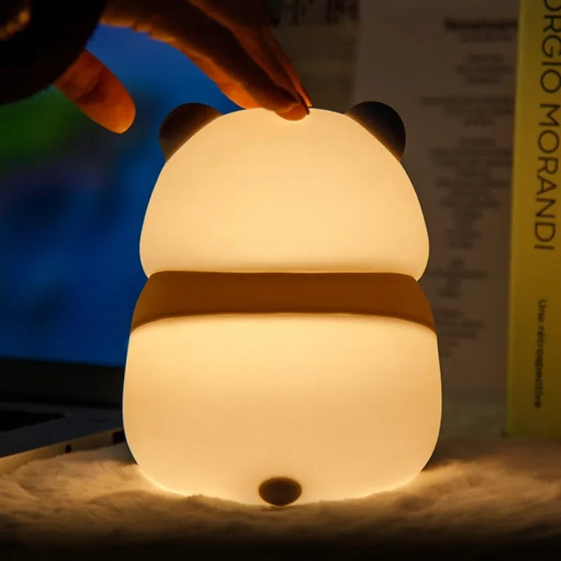 Luz LED de noche con forma de Panda para niños, lámpara de protección ocular de silicona con carga USB, con control remoto