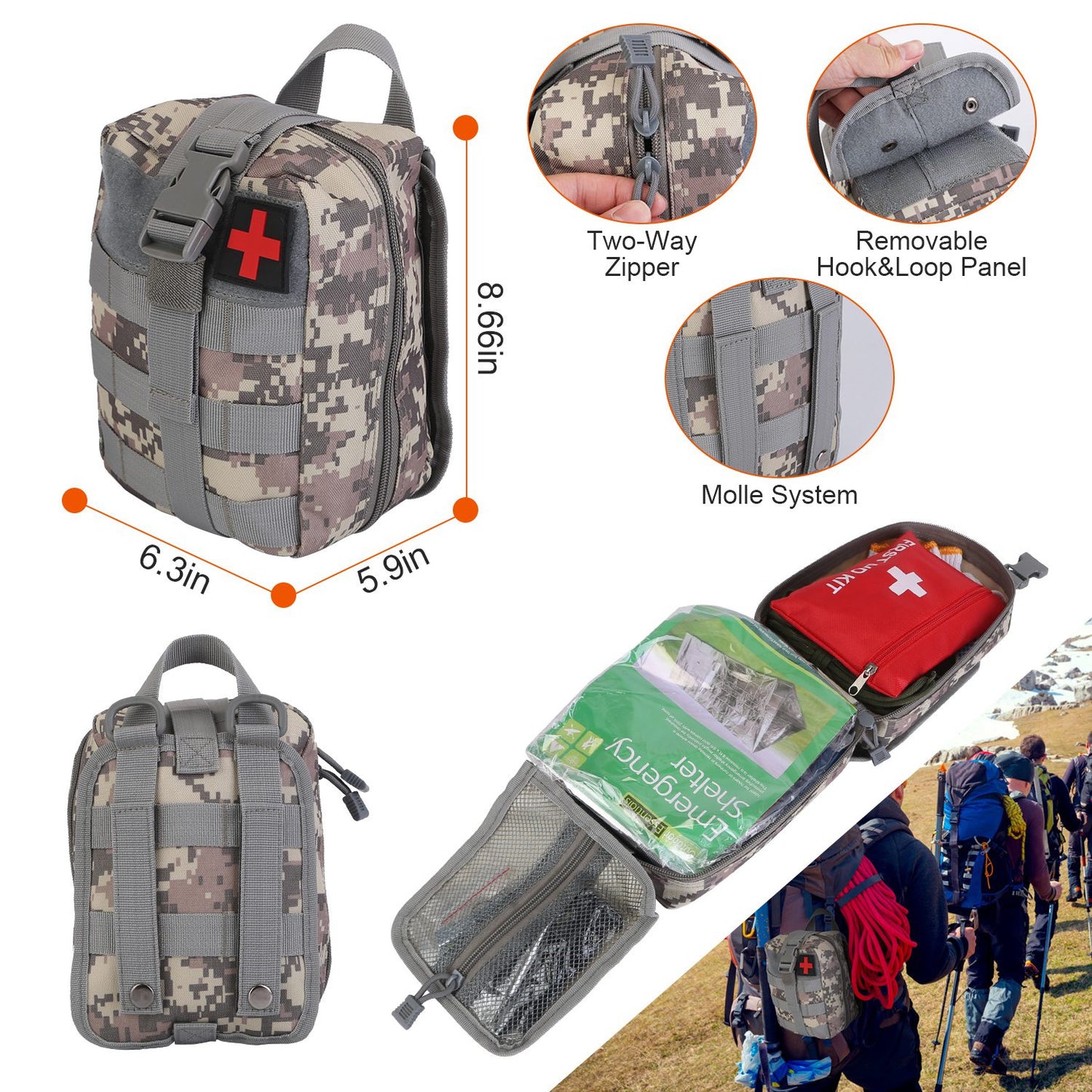 Kit de supervivencia 125 en 1, herramientas y suministros de emergencia, senderismo.