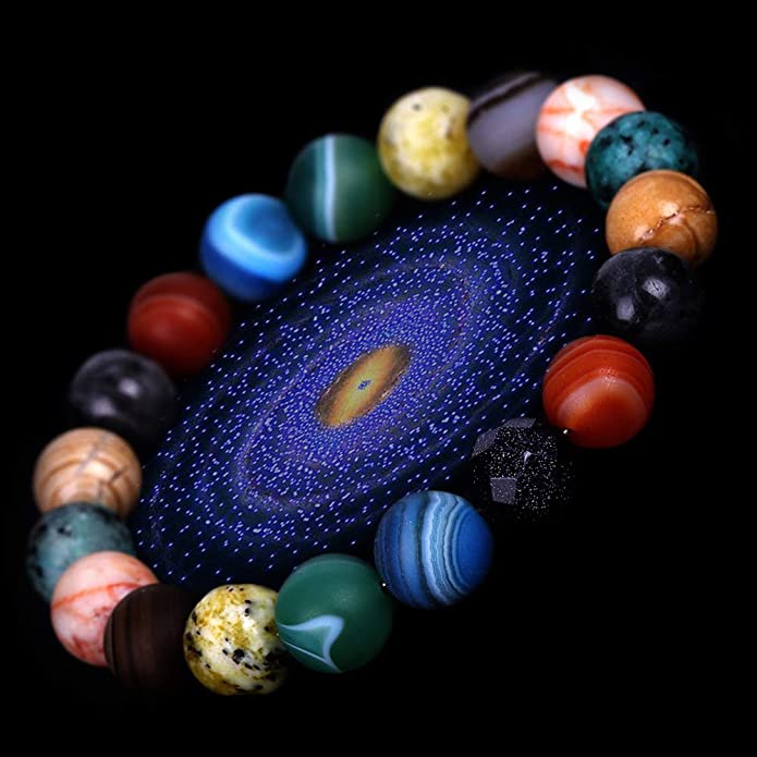 Pulsera De Ocho Piedras del Sistema Solar,  Piedras de lava natura utilizado para cuentas de chakras,  conductor de aceites esenciales para meditación y trabajos de energia.