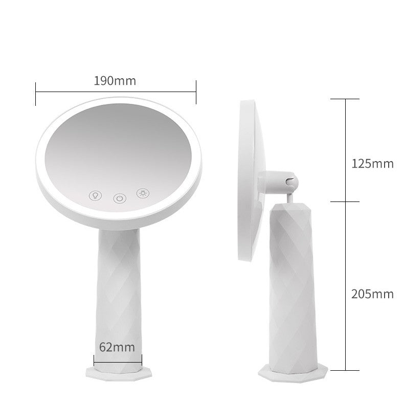 Espejo de maquillaje, espejo LED recargable de 7.1 pulgadas con espejo de visualización 4K de alta definición, atenuación con luz LED táctil de 3 niveles con rotación de 360°