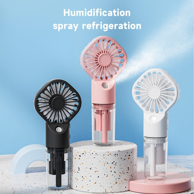 Humidificación por pulverización de gran potencia, carga Usb, ventilador portátil, ventilador helado y refrescante,