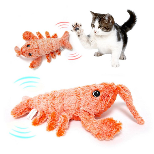 Juguetes para mascotas a pilas, camarones saltadores eléctricos, carga USB, simulación de langosta, divertido gato, juguete para mascotas de peluche