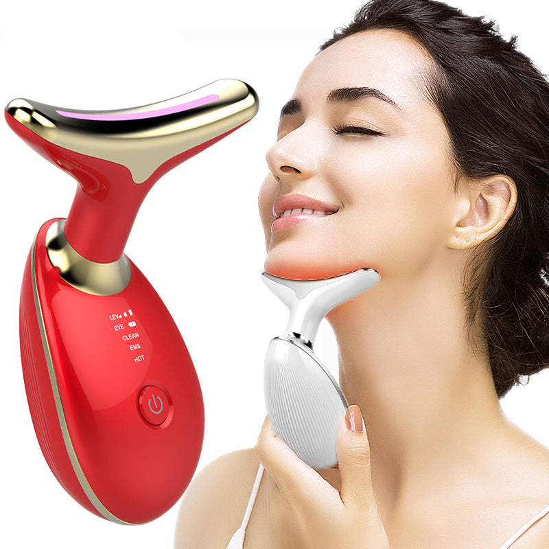 Masajeador térmico EMS para cuello, reafirmante y reafirmante, con microcorriente eléctrica y eliminador de arrugas.