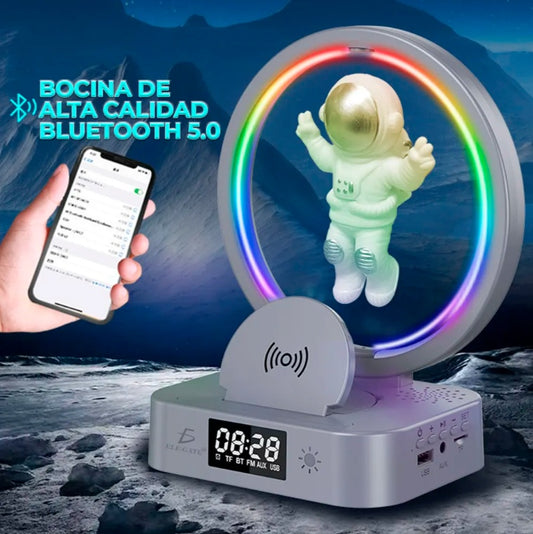 Despertador Inteligente con Altavoz Bluetooth, Luz Ambiental RGB y Cargador Wireless 15W